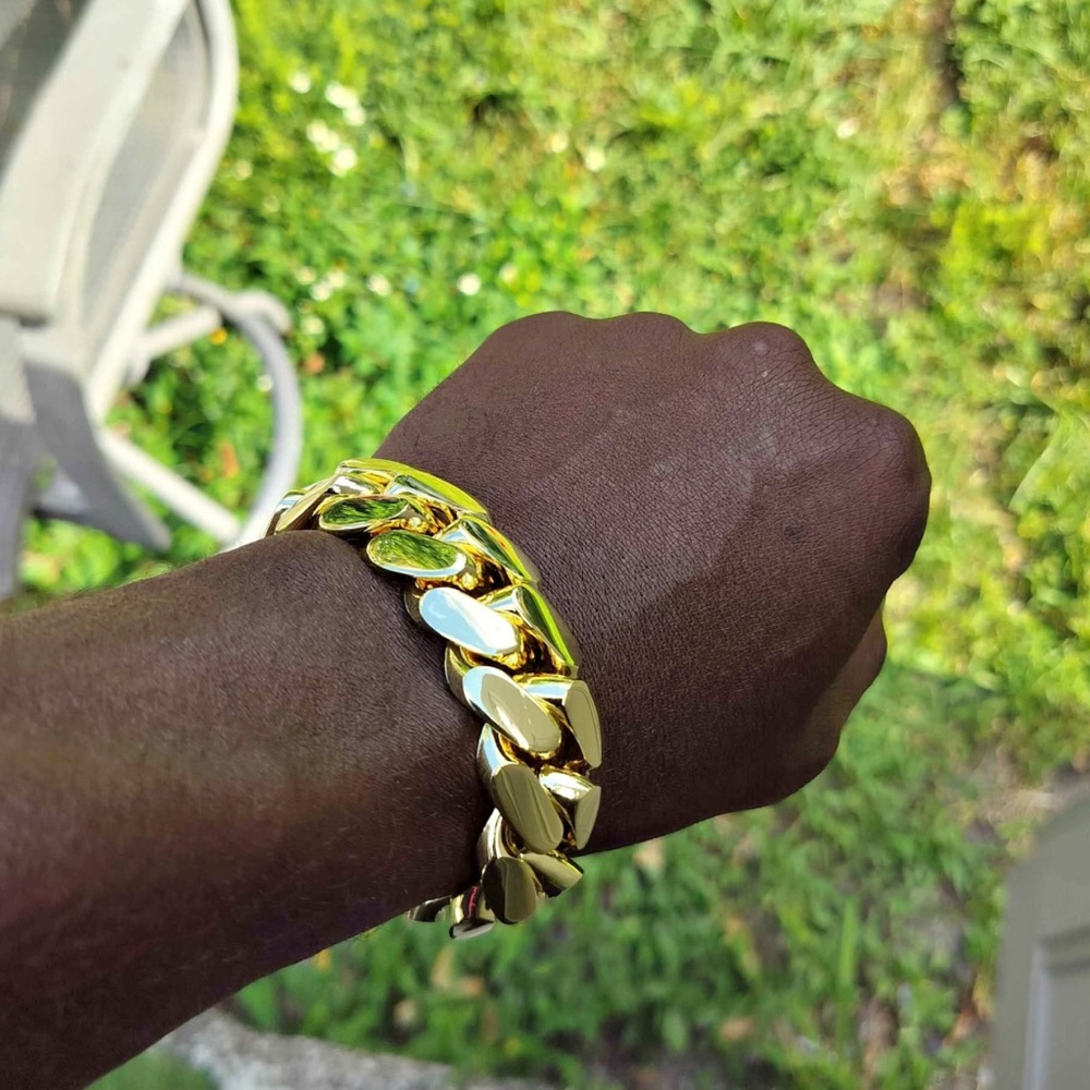 18k & 14k 20mm Miami Cuban Link Gold Plated Bracelet - 8inch